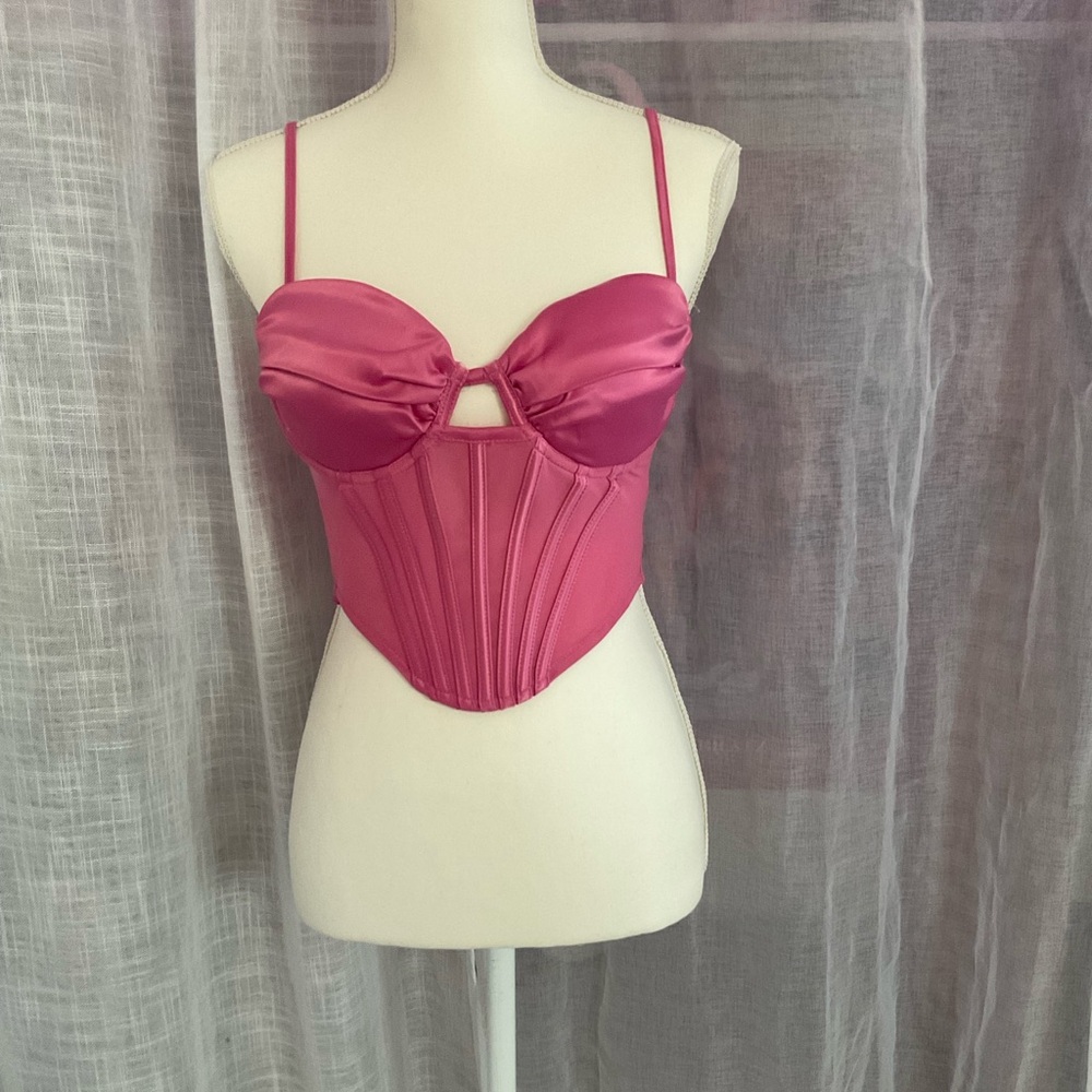 Elegant Pink Satin Corset Top